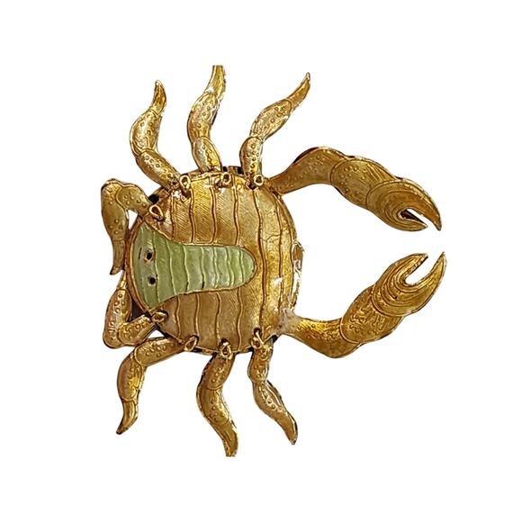 Alsan Victorian Enameling Cloisonné Ornament Crab Hinged Legs Beach - Picture 9 of 13